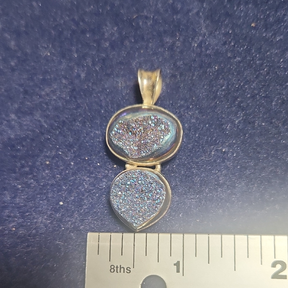 Stunning Sterling Silver Pendant with Blue Druzy